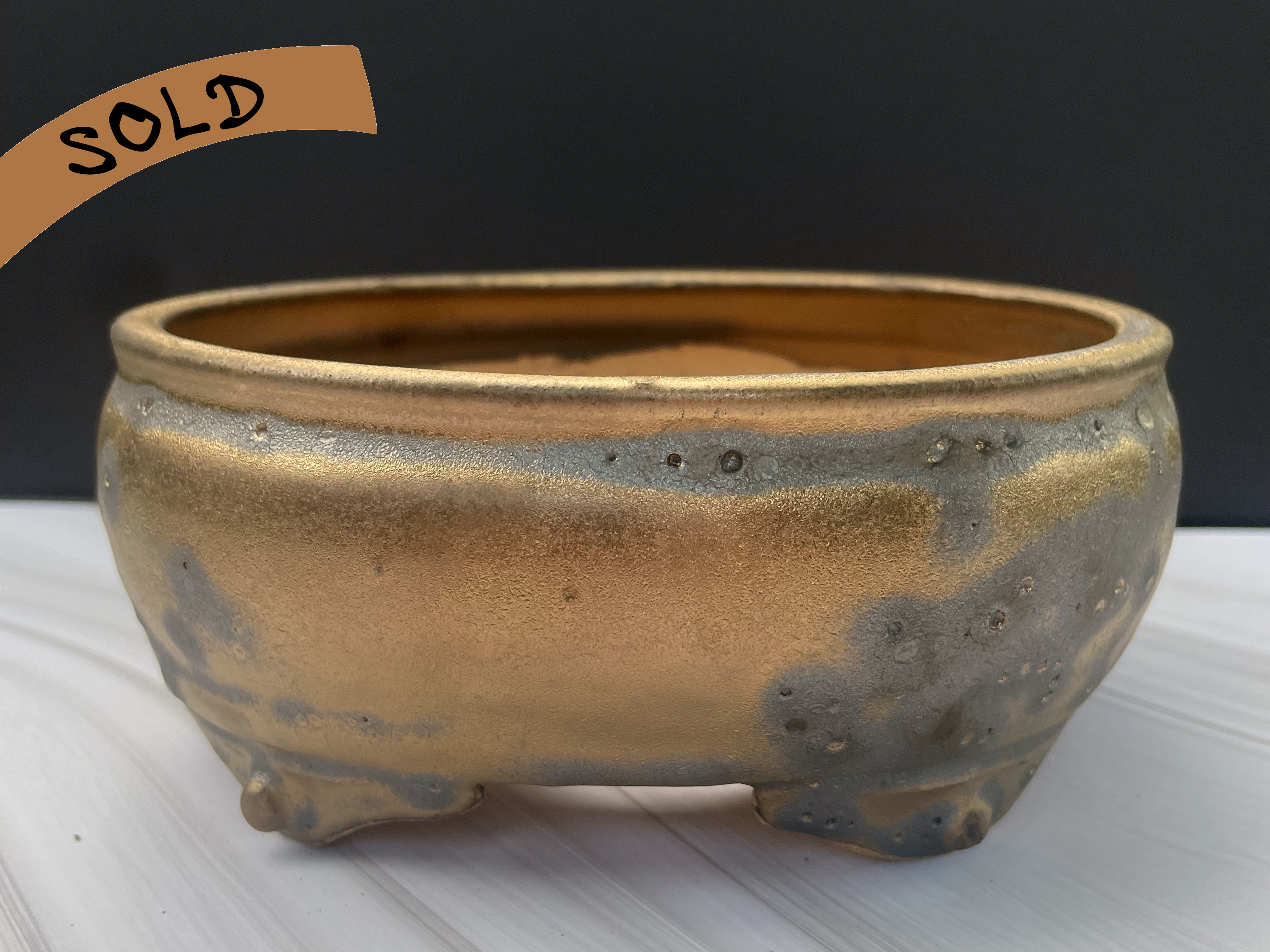 Bronze Oval Bonsai Pot